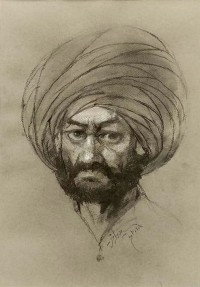 Saeed Akhtar, 12 x 17 Inch, Charcoal on Paper, Figurative Painting, AC-SAT-001